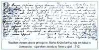 Vlastitom rukom pisana prisega sv. Marka Krievanina koja se nalazi u Germansko - ugarskom zavodu u Rimu iz 1612.